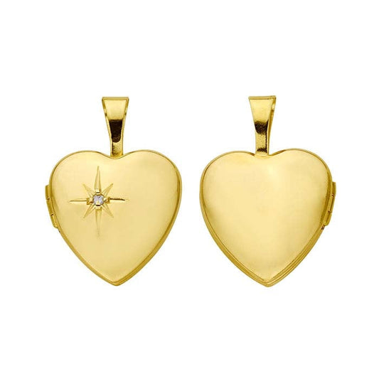 14K Yellow Gold Diamond-Set Heart Locket Pendant