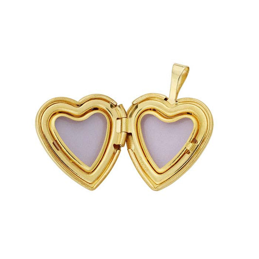 14K Yellow Gold Heart Locket Pendant