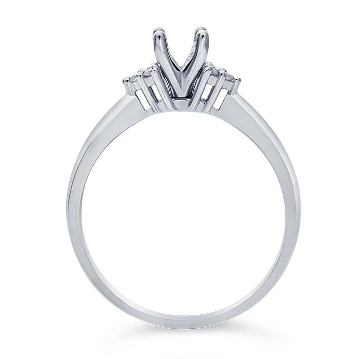 14K ホワイトゴールド 4.4mm ラウンド セミマウント 婚約指輪用マウント