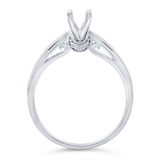 حامل خاتم خطوبة نصف مركب دائري من الذهب الأبيض عيار 14 قيراط