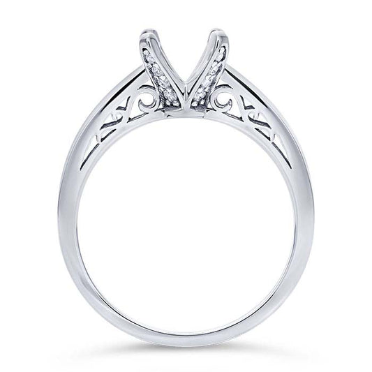 14K białe złoto okrągła półmontażowa oprawa pierścionka zaręczynowego