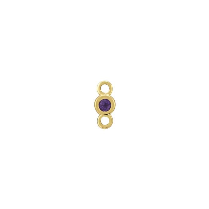 14 Karat Gelbgold 1,5 mm Amethyst-besetztes Verbindungselement