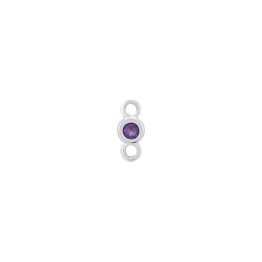 14K White Gold 1.5mm Amethyst-Set Link Component