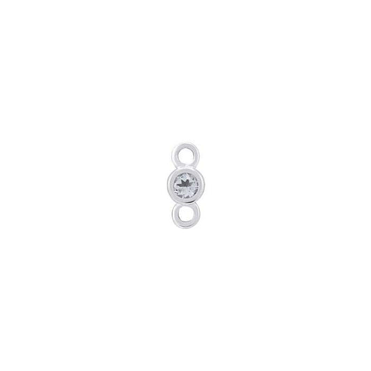 14K White Gold 1.5mm Aquamarine-Set Link Component