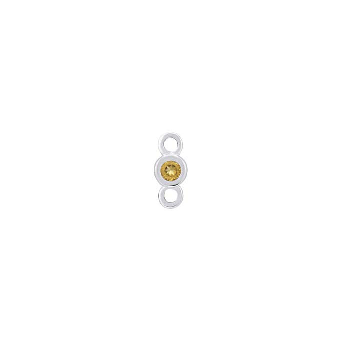 14K White Gold 1.5mm Citrine-Set Link Component
