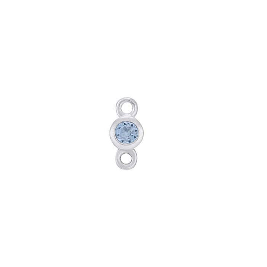 Composant de maillon serti de topaze bleue 2 mm en or blanc 14 carats