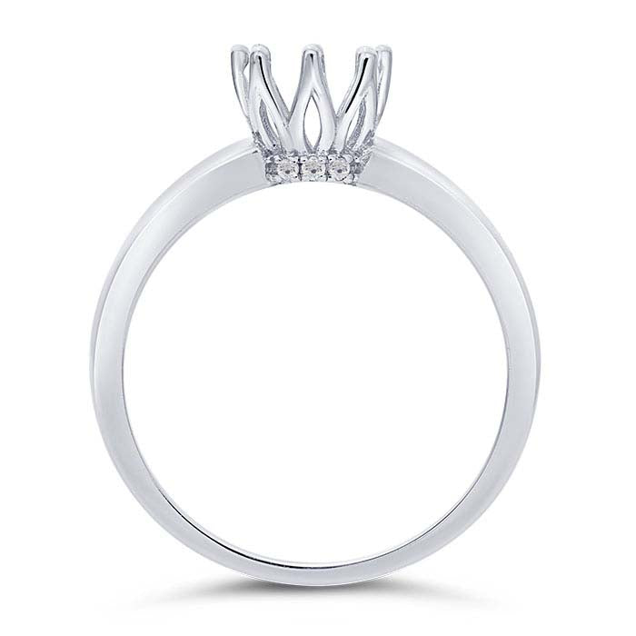 14K White Gold . Round Ring Mounting