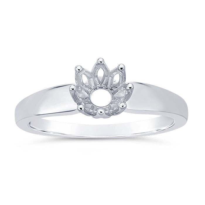 14K White Gold . Round Ring Mounting