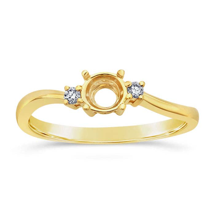 Montatura per anello di fidanzamento semilavorato rotondo da 5 mm in oro giallo 14K