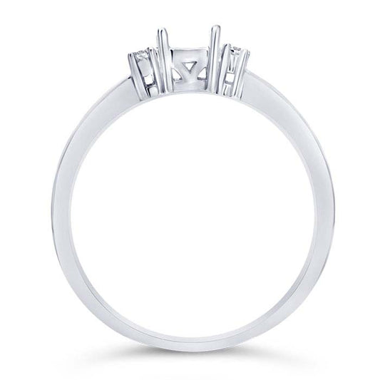 خاتم خطوبة نصف تركيب دائري 5 مم من الذهب الأبيض عيار 14 قيراط