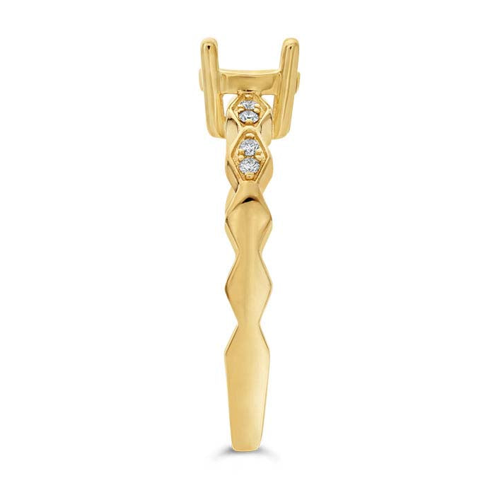 14K黄色黄金6.5毫米圆形半镶嵌订婚戒指镶座