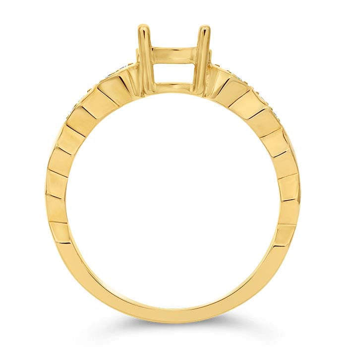 14K黄色黄金6.5毫米圆形半镶嵌订婚戒指镶座