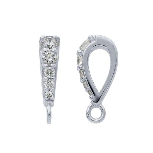 14K White Gold Diamond-Set Pendant Bail with Ring