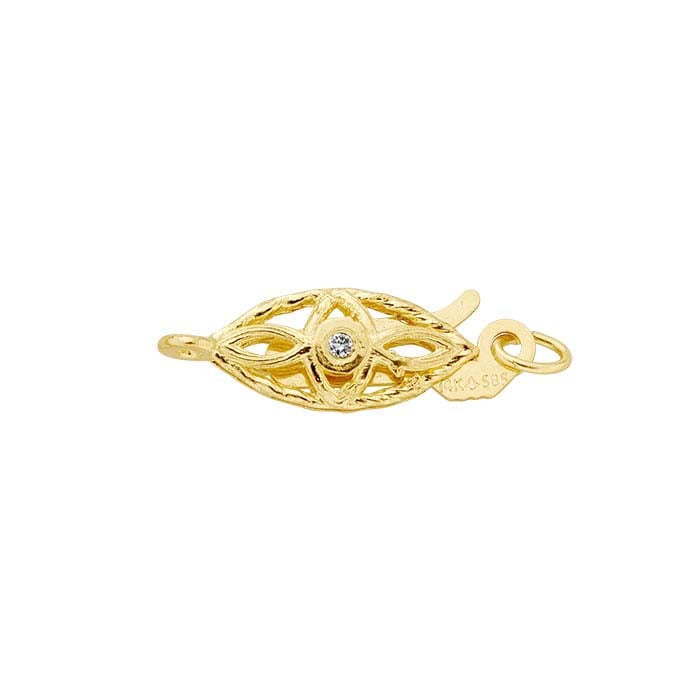14 Karat Gelbgold, 14 x 4,7 mm, mit Diamanten besetzt, Marquise-Sicherheitsverschluss