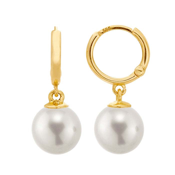 Hoop Earrings with Pearl Mounting Dangle