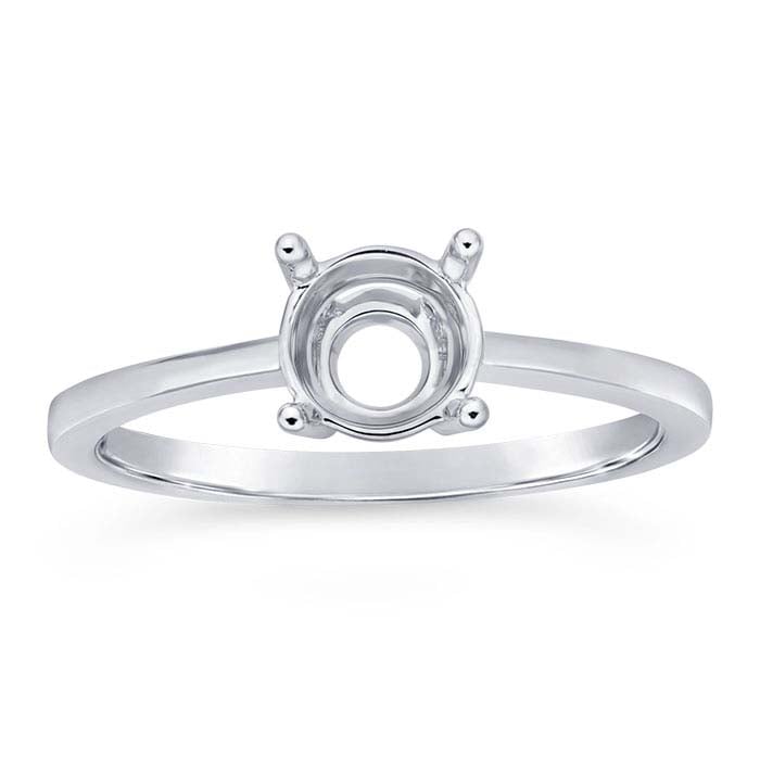 14K White Gold . Round Basket Ring Mounting