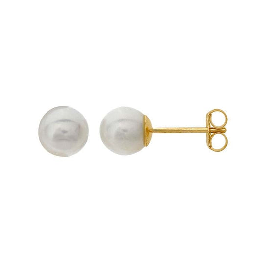 14K Yellow Gold Post Earrings with Freshwater Cultured Pearl