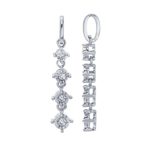 14K White Gold 4 Hanging Diamonds Pendant