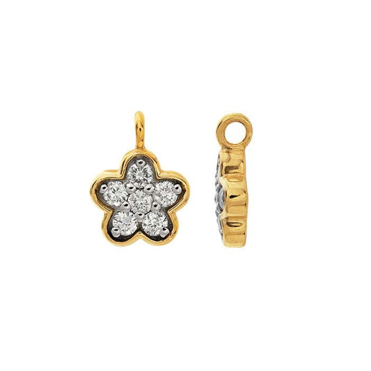 14K Yellow Gold Diamond-Set Flower Component