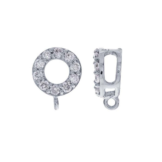 14K White Gold Diamond-Set Circle Pendant Bail with Ring