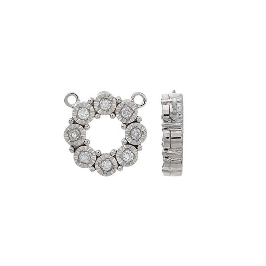 14K White Gold Diamond-Set Circle Festoon Pendant