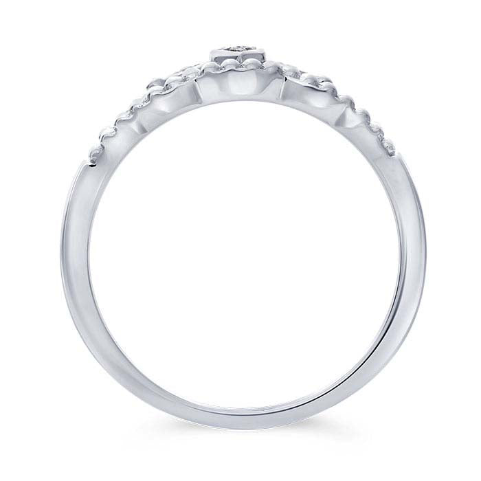 Anello Tiara in Oro Bianco 14K con Diamanti