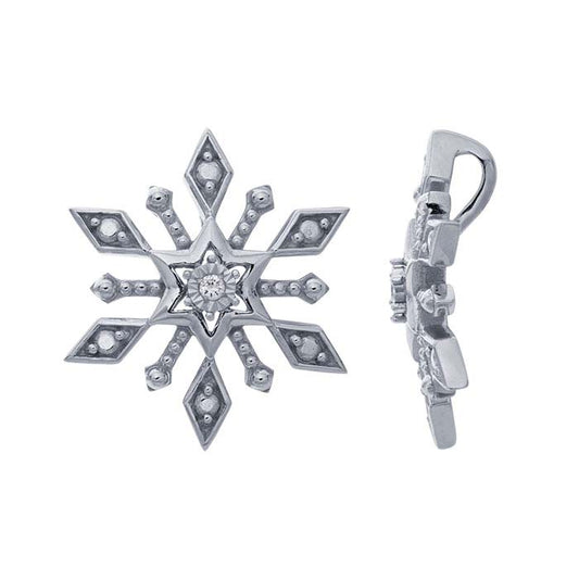 10K White Gold Diamond-Set Snowflake Pendant