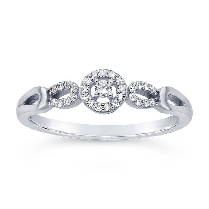 14K Valkokultainen Klusteri Timanttisormus