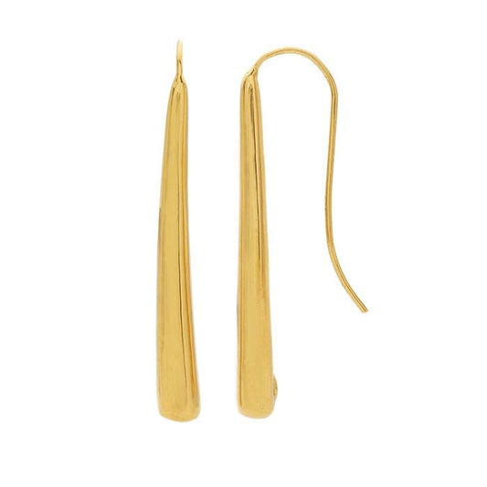 Длинные каплевидные серьги из 14-каратного желтого золота с электроформовкой