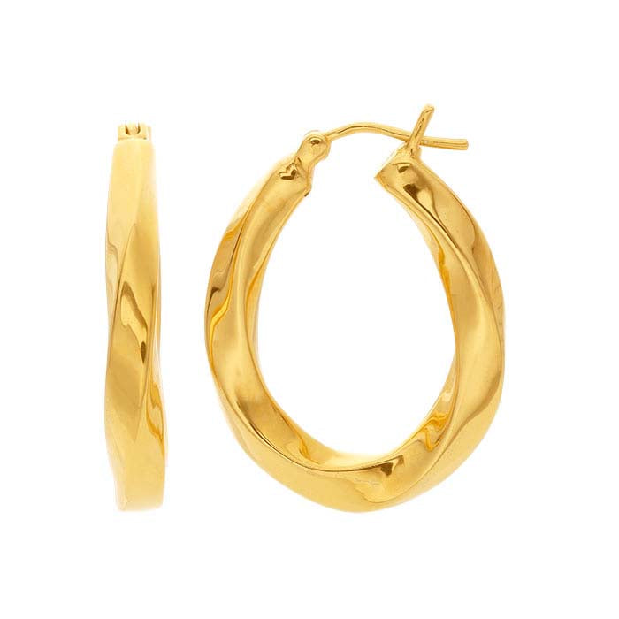 14K Yellow Gold Electroform Hoop Earrings