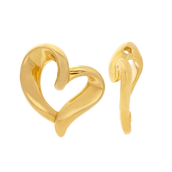 14K Yellow Gold Electroform Heart Pendant