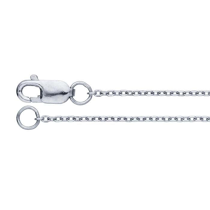 14K White Gold Diamond-Cut Cable Chain