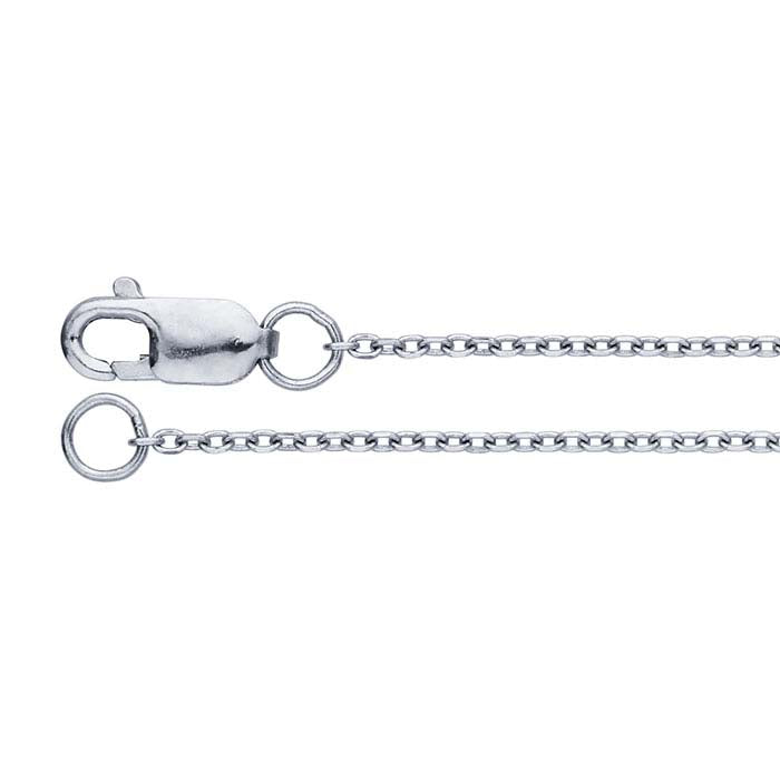 14K White Gold Diamond-Cut Cable Chain