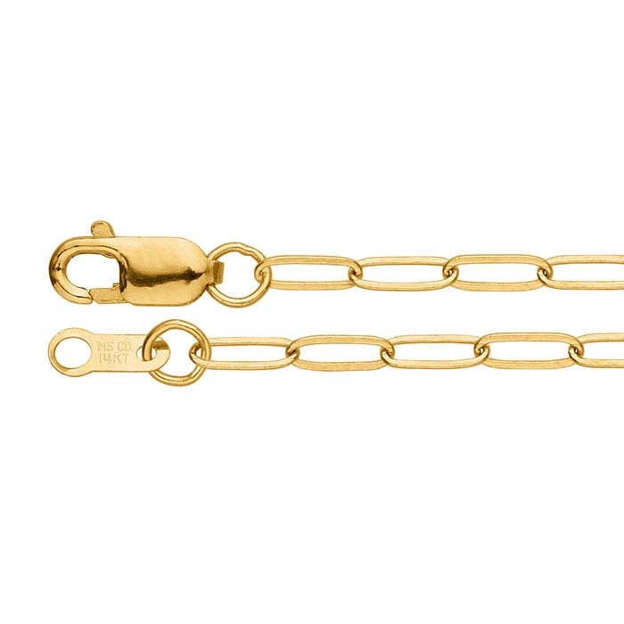 10K Yellow Gold Flat Elongated Oval Cable Chain