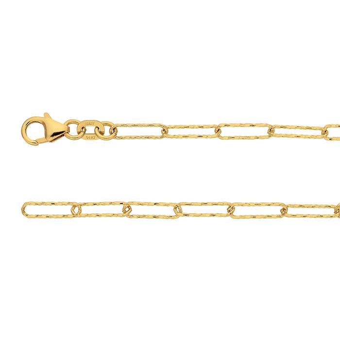 Corrente de cabo oval diamantada em ouro amarelo 14K