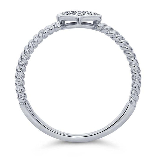 14K White Gold Diamond-Set Heart Ring