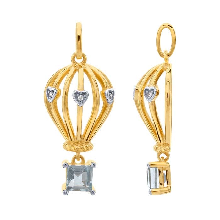 14K gult gull ballonganheng med topasstein