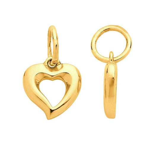 14K Yellow Gold Open Heart Charm