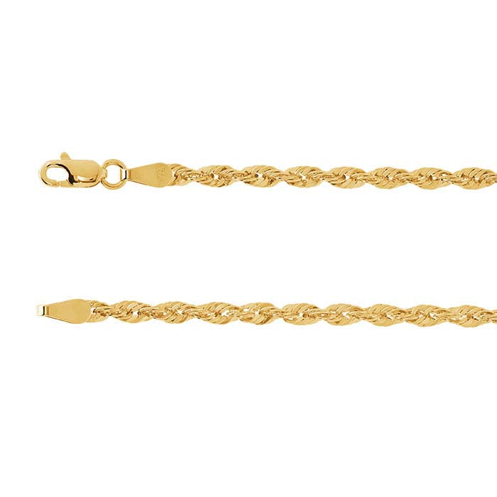 10K Yellow Gold Diamond-Cut French Rope Chain