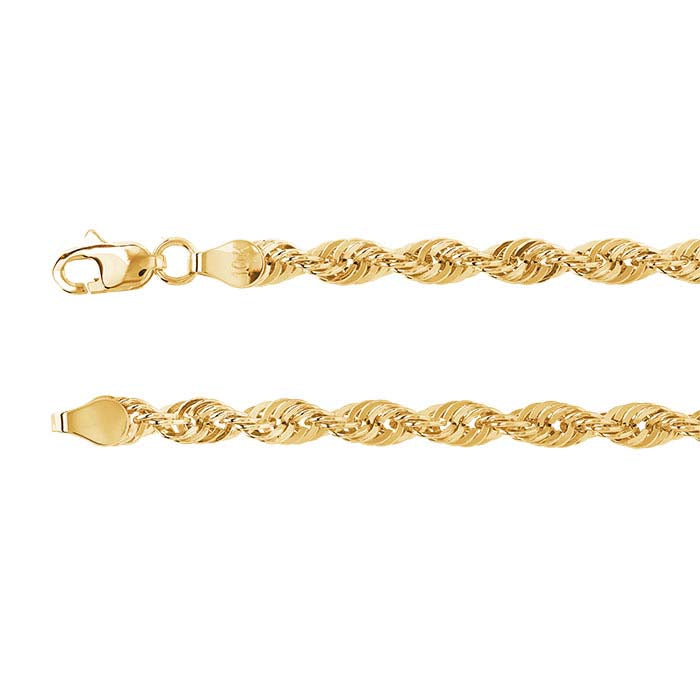 10K Yellow Gold Diamond-Cut French Rope Chain