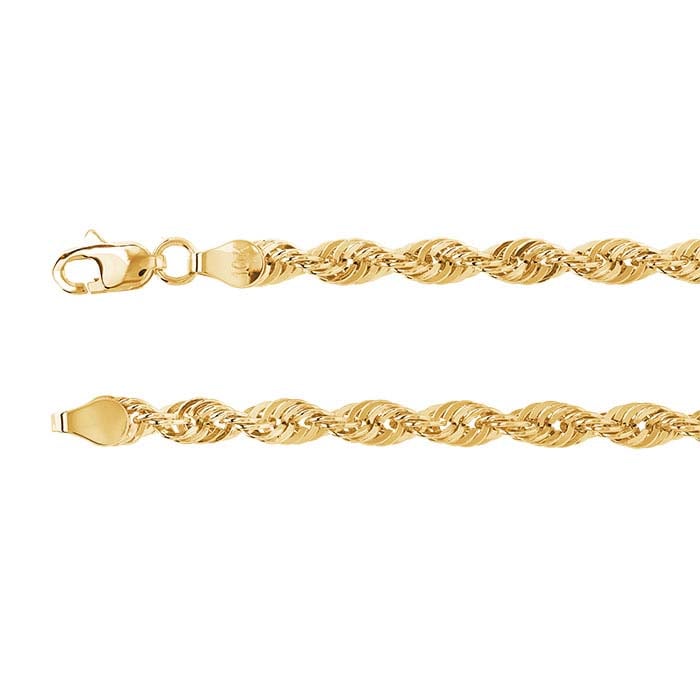 10K Yellow Gold Diamond-Cut French Rope Chain
