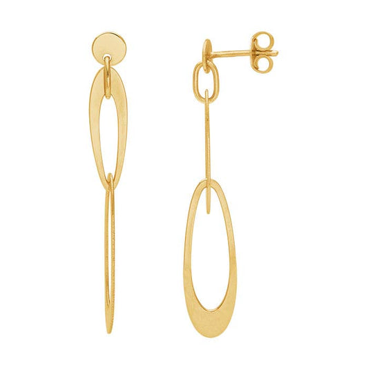 14K Yellow Gold Oval Link Drop Post Earring