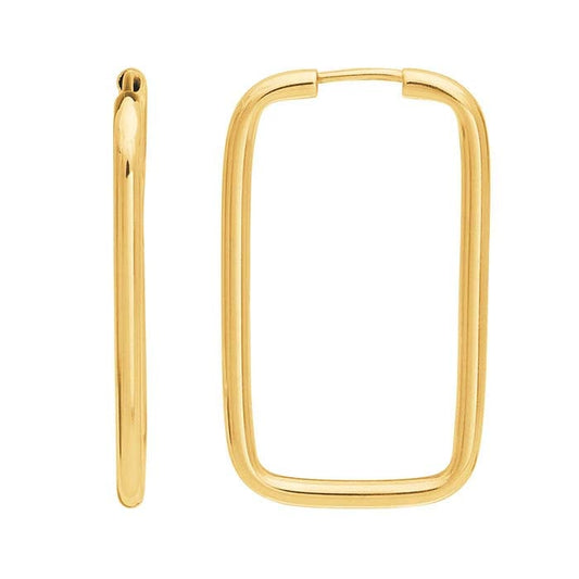 14K Yellow Gold 2 x Rectangle Endless Hoop Earring