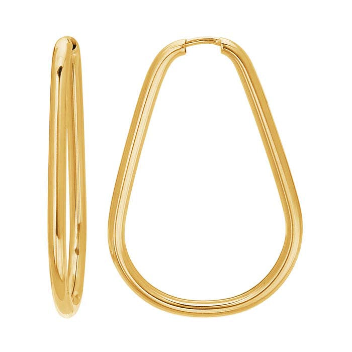 14K Yellow Gold 2 x Teardrop Endless Hoop Earring