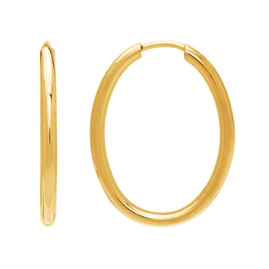 14K Yellow Gold 2 x Oval Endless Hoop Earring