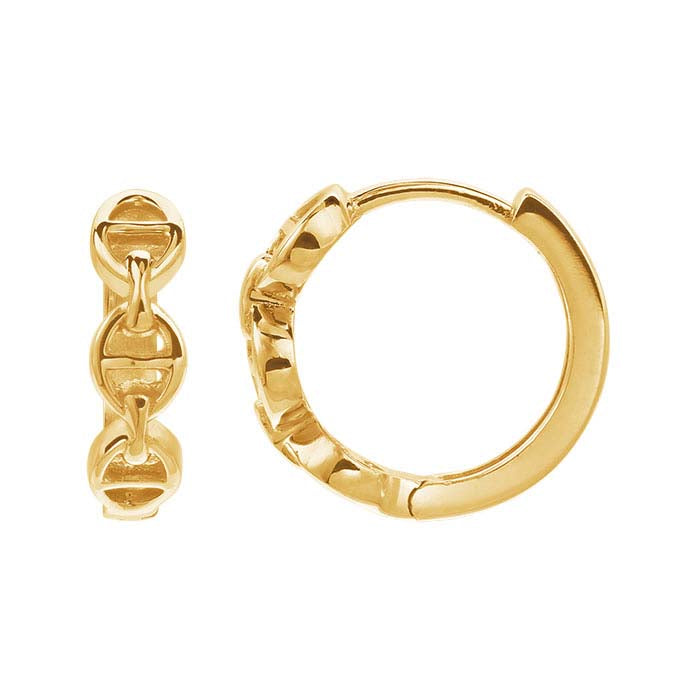 14K Yellow Gold Anchor Link Hoop Earring