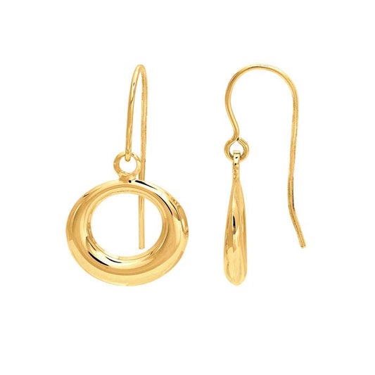 14K Yellow Gold Open Circle Ear Wire Earrings