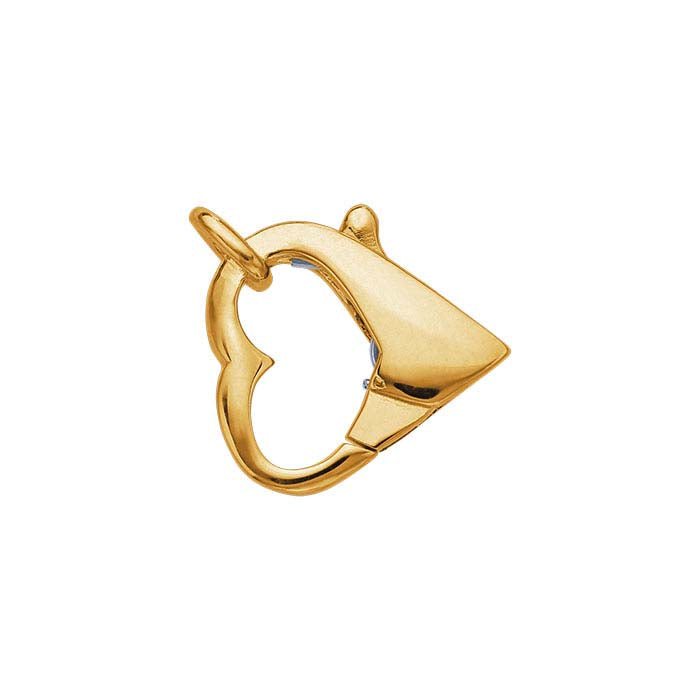 ذهب أصفر عيار 14 قيراط 10.6 × 10.6 مم قلب مفتوح مشبك لوبستر مع حلقة مغلقة