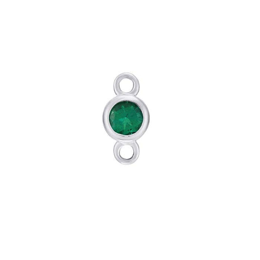 14K White Gold 2.5mm Lab-Grown Emerald-Set Link Component