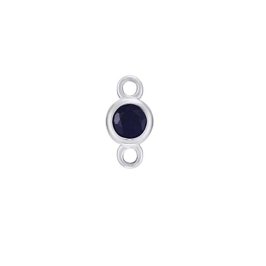 14K White Gold 2.5mm Lab-Grown Sapphire-Set Link Component